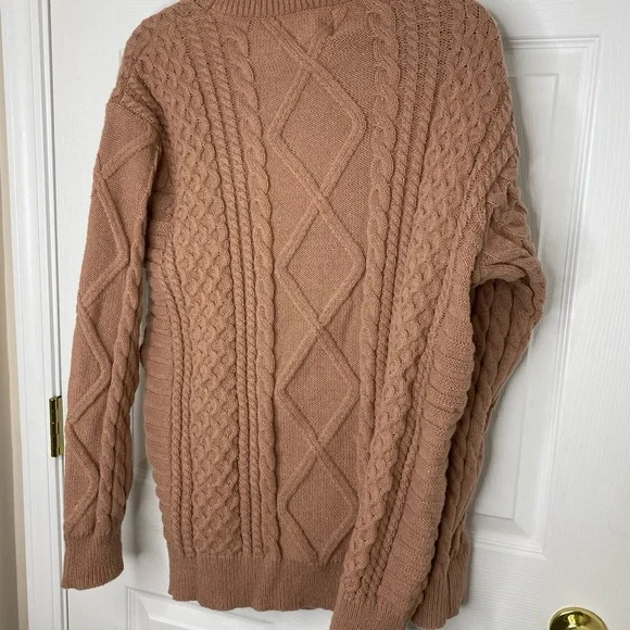 NWT Aelfric Eden Cable Knit Crewneck Sweater - Pink Mauve - Picture 5 of 9